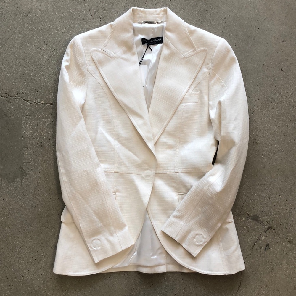 Dolce & Gabbana Cream Linen Blazer